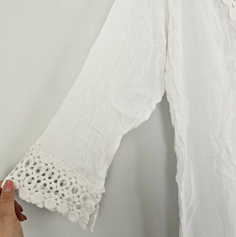 White  Crochet Trim Cover Up | SZ 1x